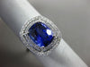 ESTATE LARGE 5.03CT DIAMOND & AAA TANZANITE 18KT WHITE GOLD HALO ENGAGEMENT RING