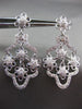 ESTATE LARGE 1.26CT DIAMOND 18K WHITE GOLD FILIGREE FLOWER STAR HANGING EARRINGS