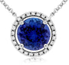 ESTATE 3.24CT DIAMOND & AAA TANZANITE 14K WHITE GOLD CLASSIC ROUND HALO NECKLACE