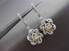 ESTATE LARGE 2.16CT WHITE & YELLOW DIAMOND 18KT TWO TONE GOLD HANGING EARRINGS