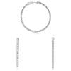 ESTATE 3.01CT DIAMOND 14K WHITE GOLD 3D CLASSIC INSIDE OUT HOOP HANGING EARRINGS