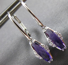 ESTATE 1.31CT DIAMOND & AAA AMETHYST 14KT WHITE GOLD TRAPEZOID HANGING EARRINGS