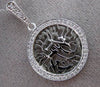 ESTATE .40CT DIAMOND 14KT WHITE GOLD 3D ROUND SHEMA ISRAEL PENDANT & CHAIN 24102