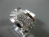 ANTIQUE WIDE .74CT DIAMOND 14KT WHITE GOLD 3D ROUND SQUARE LINK FUN RING #15742