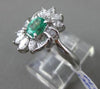 ANTIQUE LARGE 1.57CT DIAMOND & AAA EMERALD PLATINUM 3D FLORAL ENGAGEMENT RING