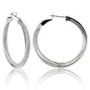 ESTATE LARGE 1.91CT DIAMOND 18KT WHITE GOLD CRISS CROSS INSIDE OUT HOOP EARRINGS