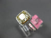 ESTATE LARGE 2.08CT WHITE & FANCY YELLOW DIAMOND 18K 2 TONE GOLD ENGAGEMENT RING