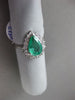 ESTATE WIDE 3.07CT DIAMOND & EMERALD PLATINUM 3D PEAR SHAPE HALO ENGAGEMENT RING