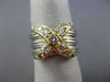 ESTATE WIDE .85CT DIAMOND 18K WHITE & YELLOW GOLD 3D MULTI ROW X LOVE RING #3016