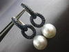 ESTATE LARGE 3.0CT AAA SAPPHIRE & AAA SOUTH SEA PEARL 18K WHITE GOLD 3D EARRINGS