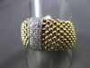 ESTATE WIDE .35CT DIAMOND 14K WHITE & YELLOW GOLD PAVE FLEXIBLE WOVEN MESH RING