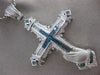 ESTATE MASSIVE 10.0CT WHITE & BLUE DIAMOND 14K WHITE GOLD FILIGREE CROSS PENDANT