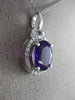 ESTATE LARGE 2.64CT DIAMOND & AMETHYST 14K WHITE GOLD OVAL HALO FLOATING PENDANT