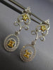 ESTATE 1.21CT WHITE & FANCY YELLOW DIAMOND 18K 2 TONE GOLD OVAL HANGING EARRINGS