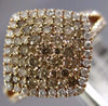 ESTATE .95CT WHITE & FANCY CHOCOLATE DIAMOND 14KT ROSE GOLD 3D SQUARE HALO RING