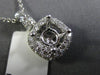 ESTATE .81CT ROUND DIAMOND 18KT WHITE GOLD DOUBLE HALO SQUARE SEMI MOUNT PENDANT