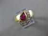ESTATE WIDE 1.12CT DIAMOND & AAA RUBY 14KT TWO TONE GOLD SEMI MOON RING #11184