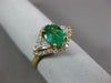ESTATE 1.42CT DIAMOND & AAA EMERALD 14KT YELLOW GOLD 3D FLOWER ENGAGEMENT RING