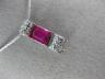 ANTIQUE 1.27CT DIAMOND & AAA RUBY 18KT WHITE GOLD 3D BAR SLIDE PENDANT #11254