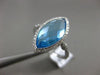 ESTATE 4.54CT DIAMOND & AAA BLUE TOPAZ 14KT WHITE GOLD 3D MARQUISE HALO FUN RING