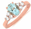 1.42CT DIAMOND & AAA AQUAMARINE 14KT ROSE GOLD 3D OVAL & ROUND ENGAGEMENT RING