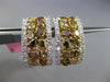 ESTATE GIA LARGE 5.82CT WHITE & FANCY INTENSE DIAMOND 18K TWO TONE GOLD EARRINGS