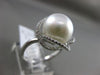 ESTATE LARGE .36CT DIAMOND 14KT WHITE GOLD 3D SOUTH SEA PEARL OPEN FLOWER RING