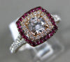 ESTATE 1.32CT DIAMOND & AAA RUBY 14KT WHITE & ROSE GOLD 3D HALO ENGAGEMENT RING