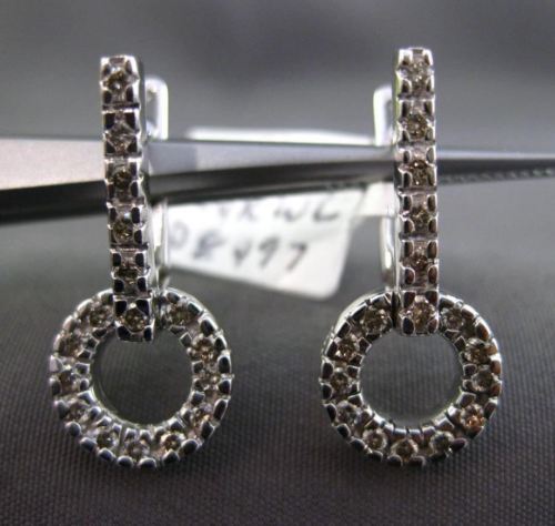 ESTATE .44CT ROUND DIAMOND 14KT WHITE GOLD 3D CIRCLE OF LIFE HANGING EARRINGS