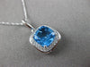 ESTATE 1.88CT DIAMOND & AAA BLUE TOPAZ 14KT WHITE GOLD 3D SQUARE HALO PENDANT