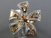 ESTATE LARGE 1.02CT DIAMOND 14K WHITE & ROSE GOLD 3D FLOWER OPEN HEART LOVE RING