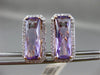 ESTATE 5.65CT DIAMOND & AAA AMETHYST 14KT ROSE GOLD RECTANGULAR CLIP ON EARRINGS