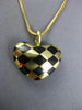 ESTATE BLACK ENAMEL 14K YELLOW GOLD CLASSIC DOUBLE SIDED HEART CHECKERED PENDANT