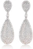 ESTATE EXTRA LARGE 2.30CT DIAMOND 18K WHITE GOLD TEAR DROP PAVE HANGING EARRINGS