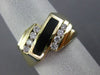 ESTATE LARGE .40CT DIAMOND & AAA ONYX 14KT YELLOW GOLD 3D MULTI ROW MENS RING