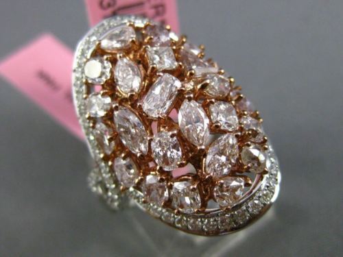 ESTATE EXTRA LARGE 3.71CT WHITE & PINK DIAMOND 18KT GOLD OVAL INFINITY LOVE RING