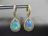 LARGE 4.56CT DIAMOND & AAA AUSTRALIAN OPAL 14KT YELLOW GOLD 3D HANGING EARRINGS