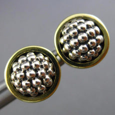 ESTATE 18KT YELLOW GOLD & 925 SILVER CLASSIC ROUND CLUSTER FLOWER STUD EARRINGS