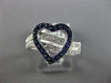 ESTATE 1.31CT DIAMOND & SAPPHIRE 14KT WHITE GOLD 3D HEART LOVE VALENTINES RING