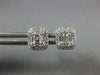 ESTATE .50CT DIAMOND 18K GOLD ROUND & BAGUETTE CLUSTER HALO SQUARE STUD EARRINGS