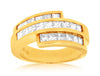 ESTATE WIDE 1.70CT PRINCESS DIAMOND 14K YELLOW GOLD CRISS CROSS ANNIVERSARY RING