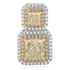 6.73CT WHITE & FANCY YELLOW DIAMOND 18K TWO TONE GOLD CLASSIC HANGING EARRINGS