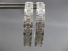 ESTATE LARGE 2.38CT DIAMOND 18KT WHITE GOLD 3D OVAL HOOP HUGGIE HANGING EARRINGS