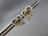 ESTATE .19CT DIAMOND 14KT WHITE & YELLOW GOLD 3D DOUBLE HEART LOVE STUD EARRINGS