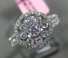 ESTATE WIDE .85CT DIAMOND 18KT WHITE GOLD CLUSTER FILIGREE HALO FLOWER LOVE RING