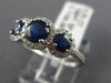 ESTATE 1.55CT DIAMOND & AAA SAPPHIRE 14K WHITE GOLD THREE STONE ANNIVERSARY RING
