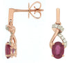ESTATE 1.20CT DIAMOND & AAA RUBY 14KT ROSE GOLD 3D ROUND & OVAL HANGING EARRINGS