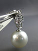 ESTATE LARGE .85CT DIAMOND & AAA SOUTH SEA PEARL 18K WHITE GOLD HANGING EARRINGS