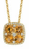 1.28CT DIAMOND & AAA CITRINE 14KT YELLOW GOLD 3D CLUSTER FLOWER SQUARE PENDANT