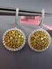 ESTATE LARGE 3.03CT INTENSE FANCY YELLOW DIAMOND 18K GOLD ROUND HANGING EARRINGS